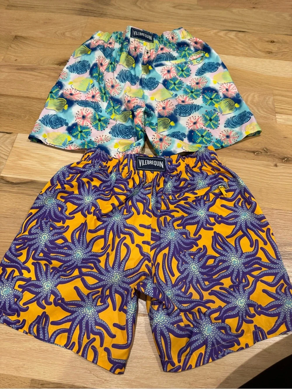 Bright Patterned Swim Shorts Duo - Yellow/Purple & Aqua Multicolor